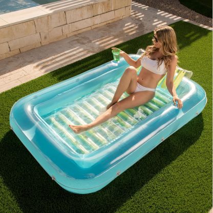 Inflatable Tanning Pool Lounger Float, 70" x 46" Pool Floats Adult with Pillow