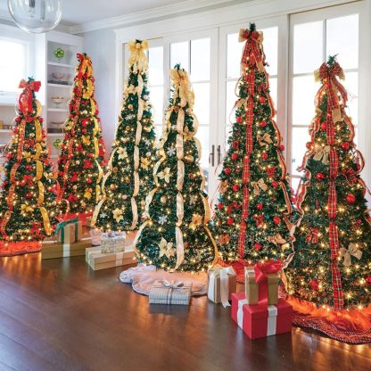 BrylaneHome Fully Decorated Pre-Lit 6 Foot Pop-Up Christmas Tree - Plaid