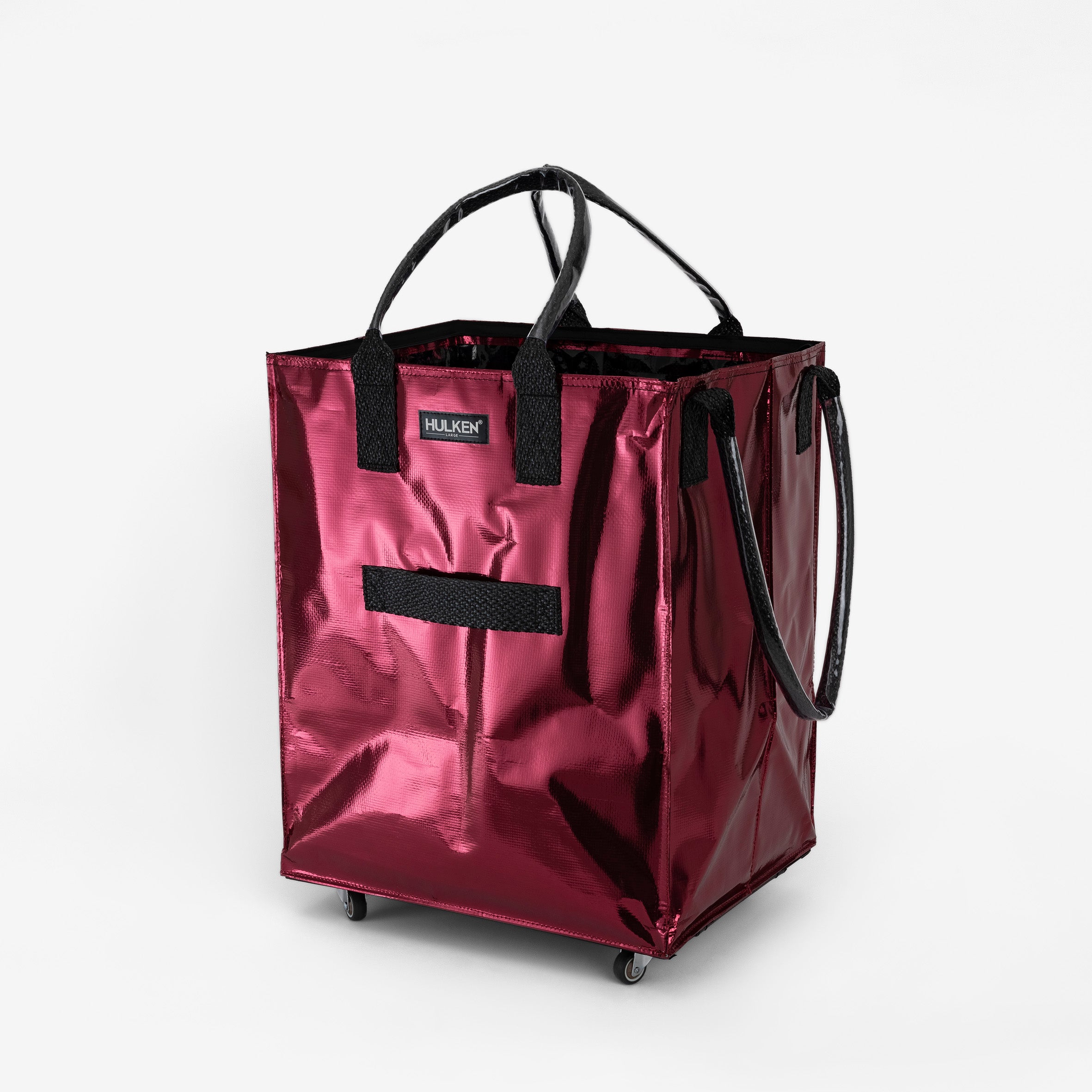 Hulkthten Foldable Rolling Tote Bag with Zip Top Closure