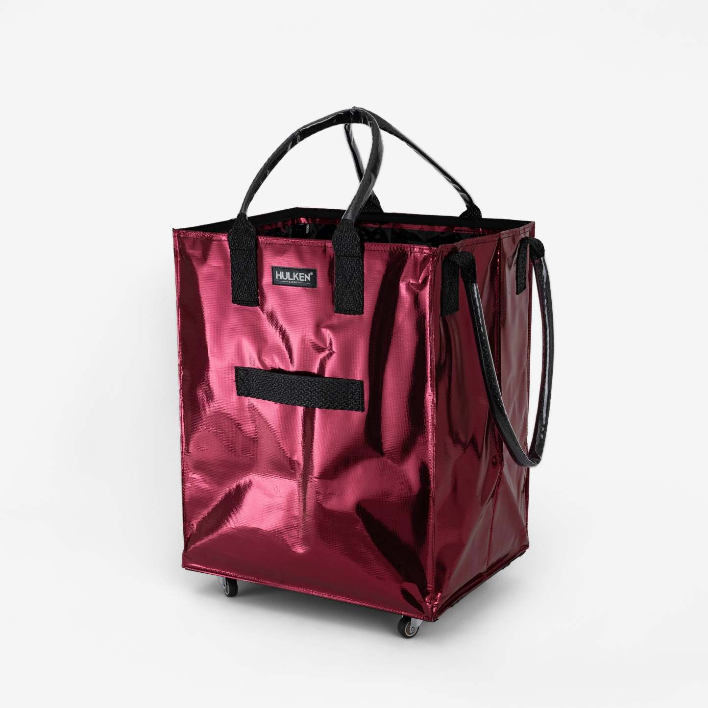 Hulkthten Foldable Rolling Tote Bag with Zip Top Closure