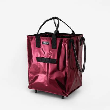 Hulkthten Foldable Rolling Tote Bag with Zip Top Closure