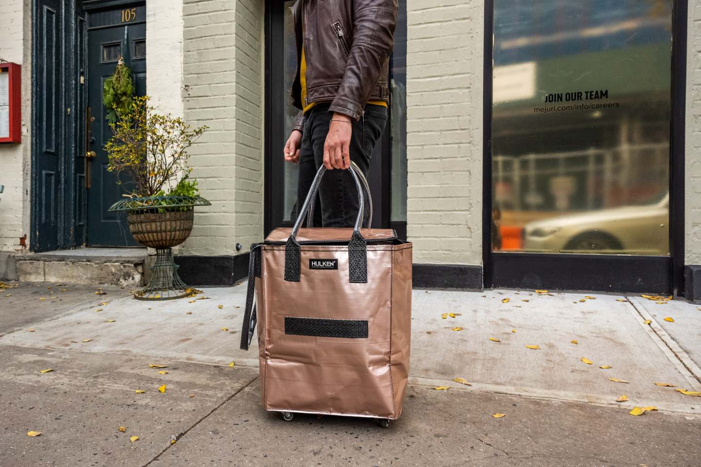 Hulkthten Foldable Rolling Tote Bag with Zip Top Closure