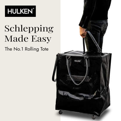 Hulkthten Foldable Rolling Tote Bag with Zip Top Closure