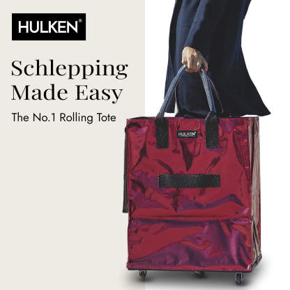 Hulkthten Foldable Rolling Tote Bag with Zip Top Closure