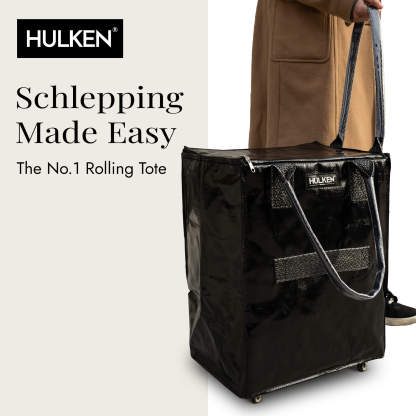 Hulkthten Foldable Rolling Tote Bag with Zip Top Closure