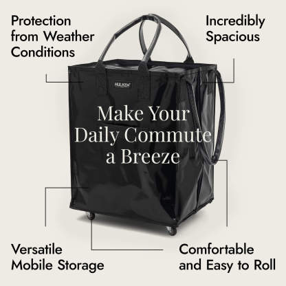Hulkthten Foldable Rolling Tote Bag with Zip Top Closure
