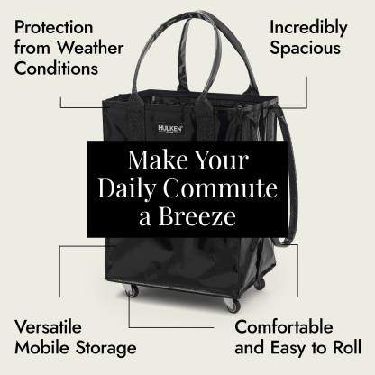 Hulkthten Foldable Rolling Tote Bag with Zip Top Closure