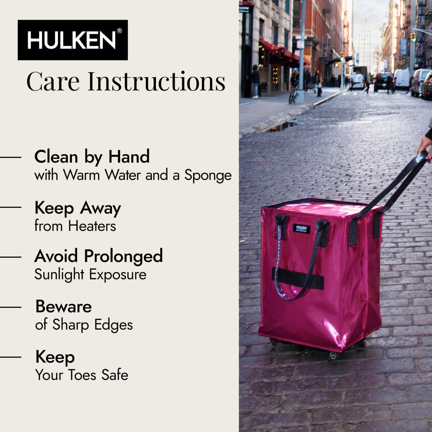 Hulkthten Foldable Rolling Tote Bag with Zip Top Closure
