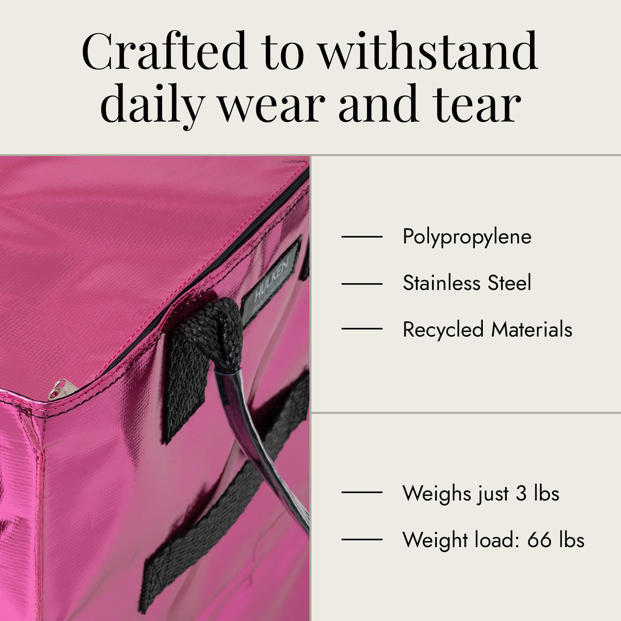Hulkthten Foldable Rolling Tote Bag with Zip Top Closure