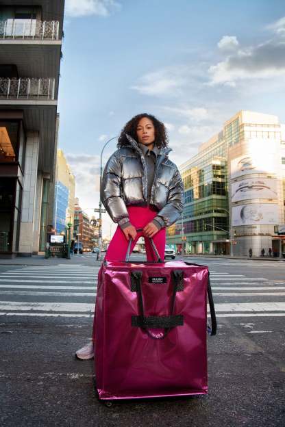 Hulkthten Foldable Rolling Tote Bag with Zip Top Closure