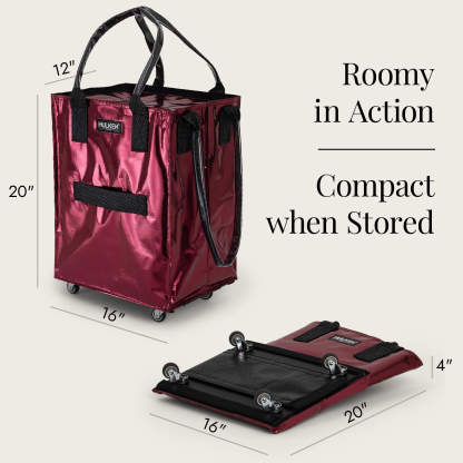 Hulkthten Foldable Rolling Tote Bag with Zip Top Closure
