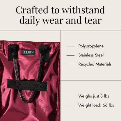 Hulkthten Foldable Rolling Tote Bag with Zip Top Closure