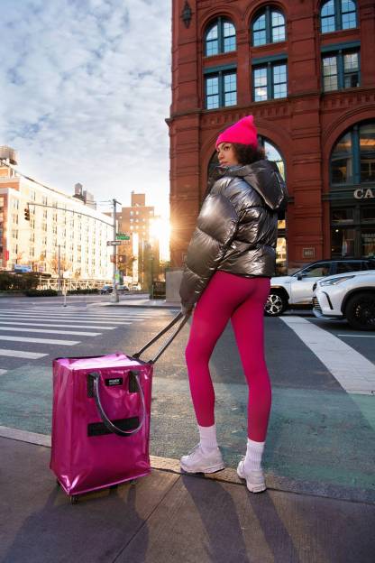 Hulkthten Foldable Rolling Tote Bag with Zip Top Closure