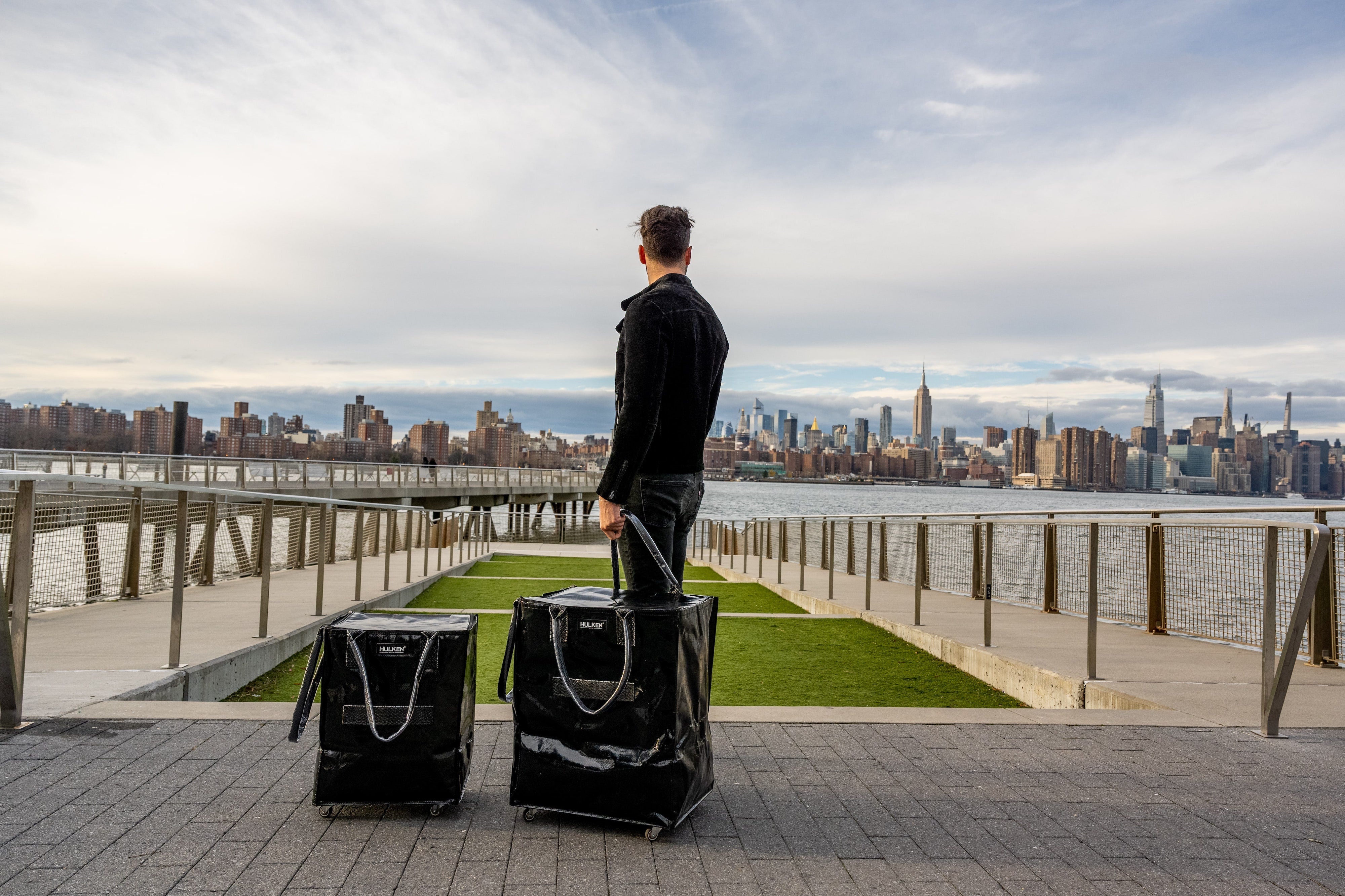 Hulkthten Foldable Rolling Tote Bag with Zip Top Closure