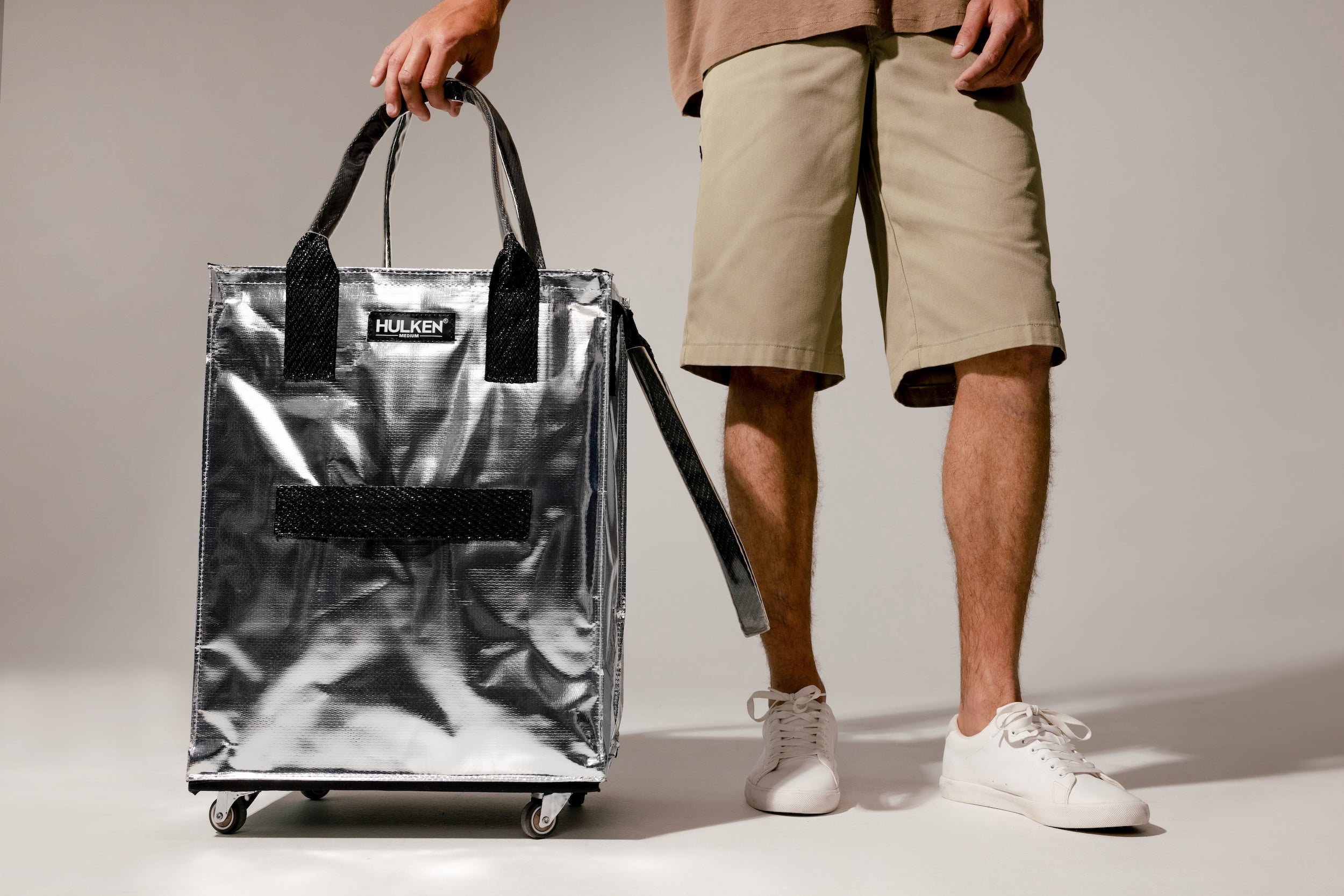 Hulkthten Foldable Rolling Tote Bag with Zip Top Closure