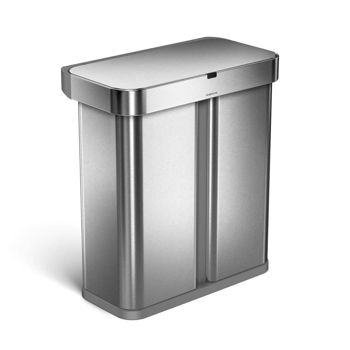 Simpleththuman 58 litre dual compartment rectangular sensor bin with v