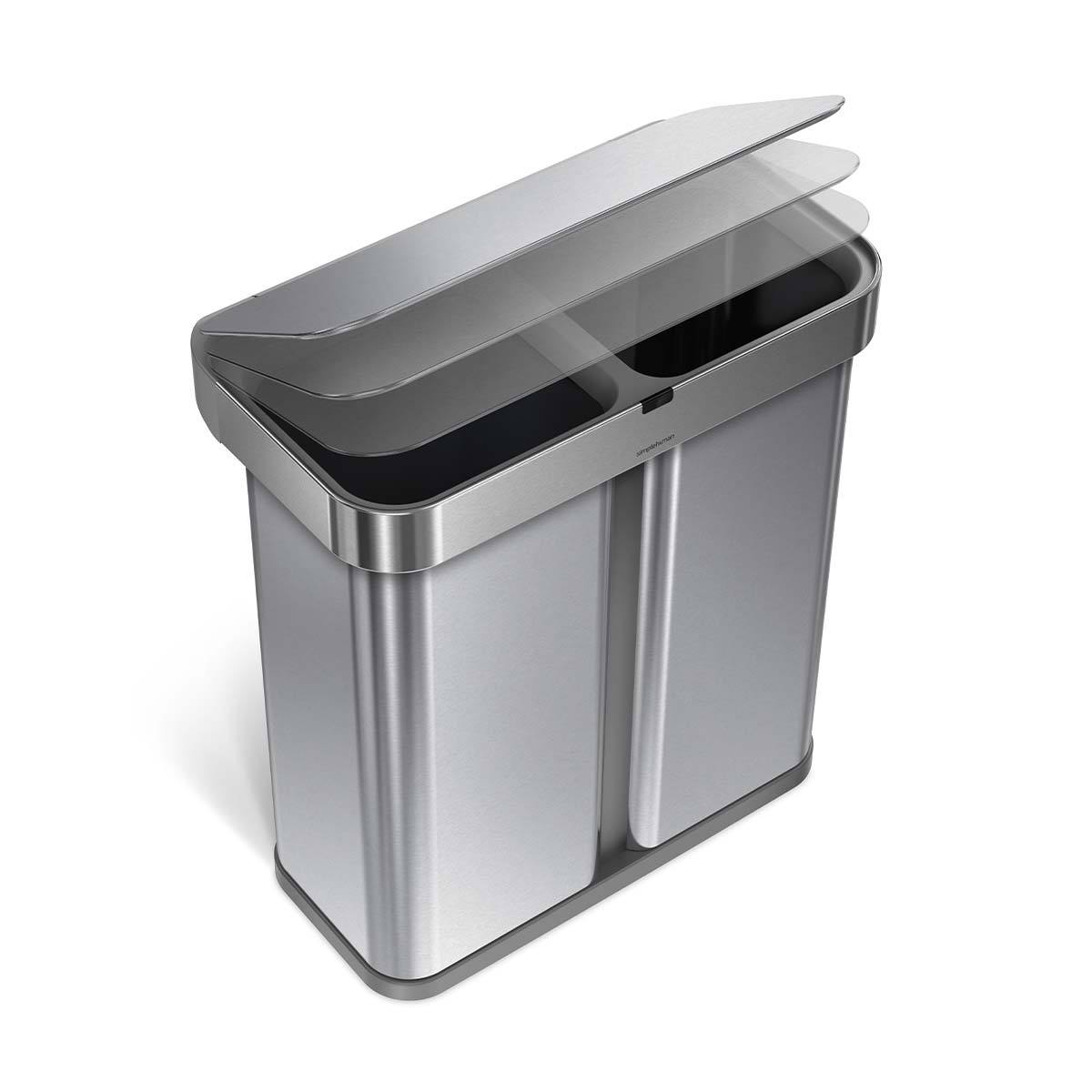 Simpleththuman 58 litre dual compartment rectangular sensor bin with voice and motion control