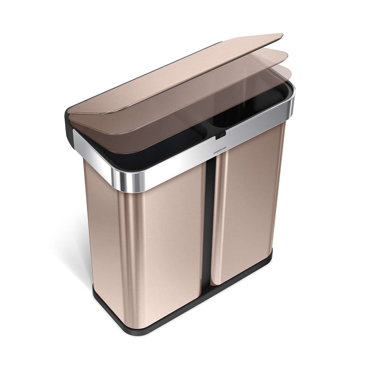 Simpleththuman 58 litre dual compartment rectangular sensor bin with voice and motion control