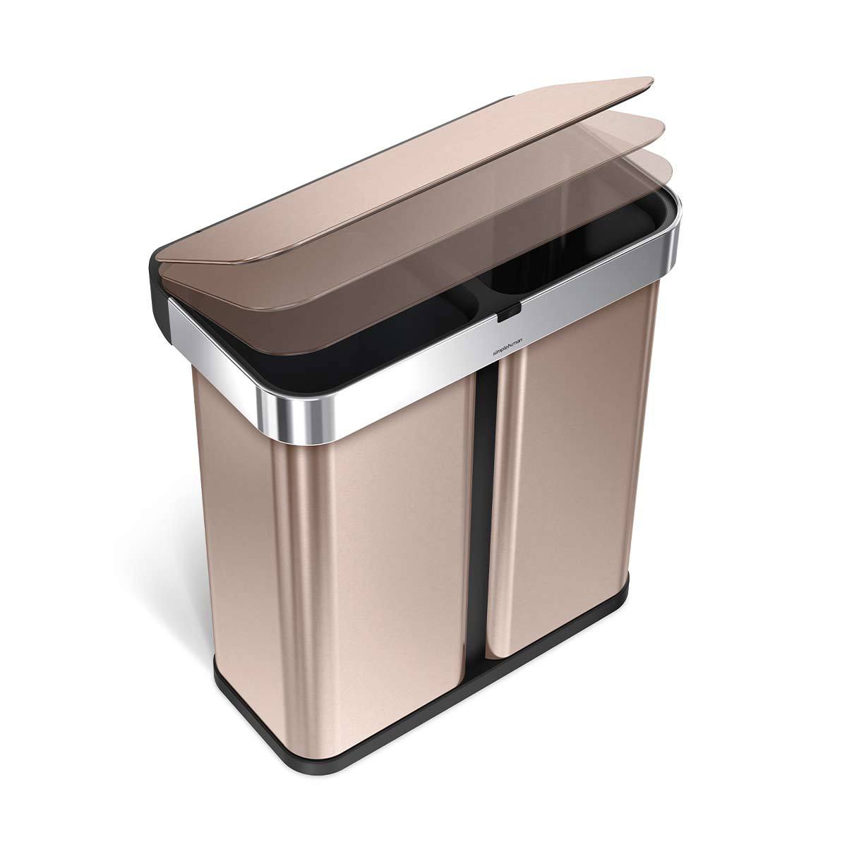Simpleththuman 58 litre dual compartment rectangular sensor bin with voice and motion control