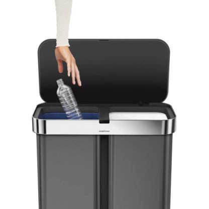 Simpleththuman 58 litre dual compartment rectangular sensor bin with voice and motion control