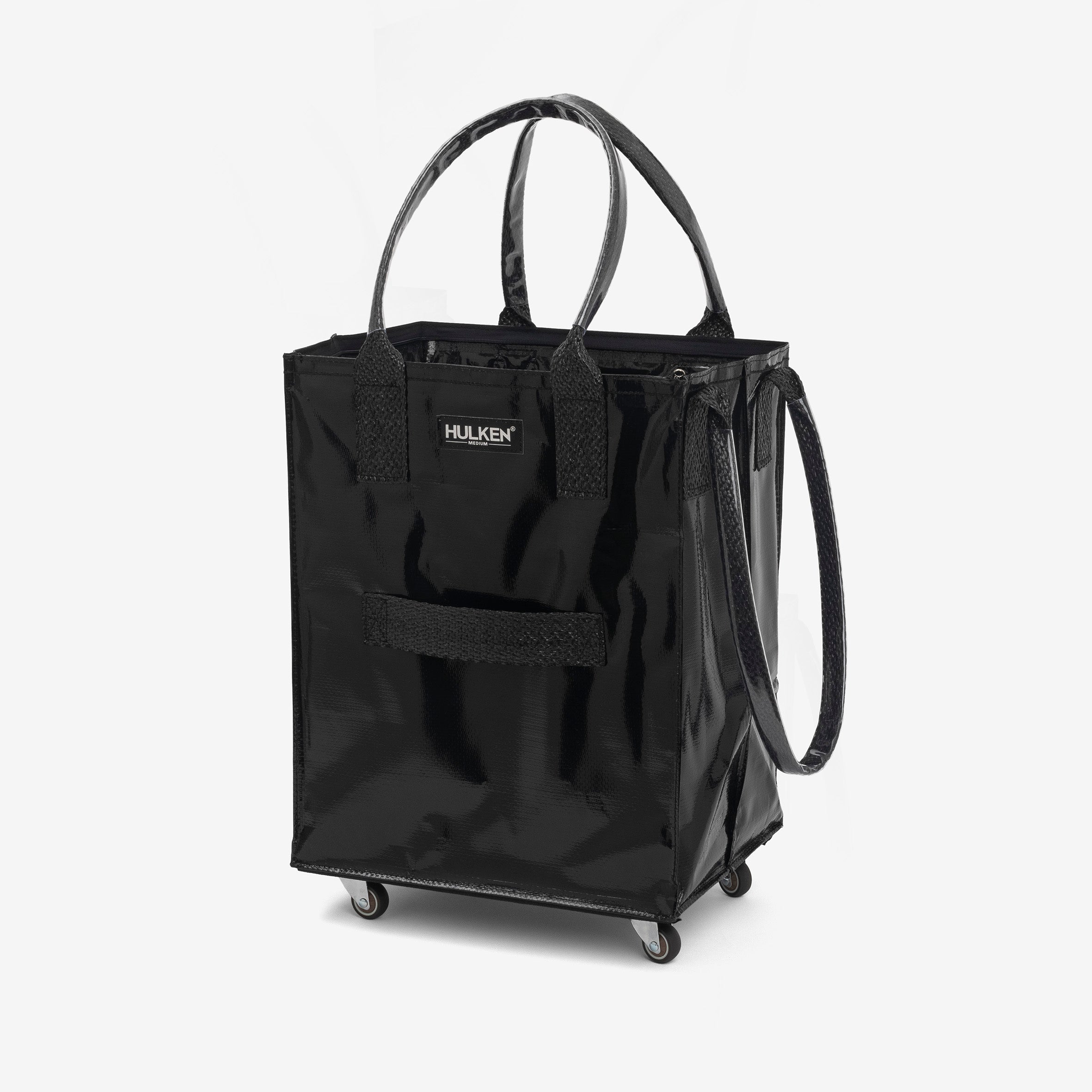 Hulkthten Foldable Rolling Tote Bag with Zip Top Closure