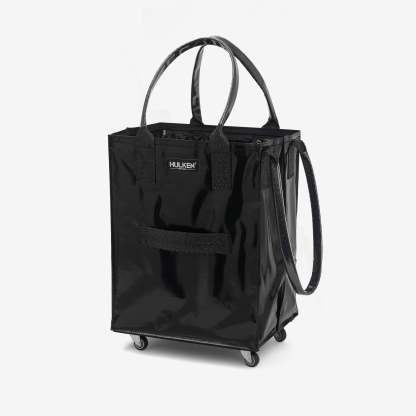 Hulkthten Foldable Rolling Tote Bag with Zip Top Closure