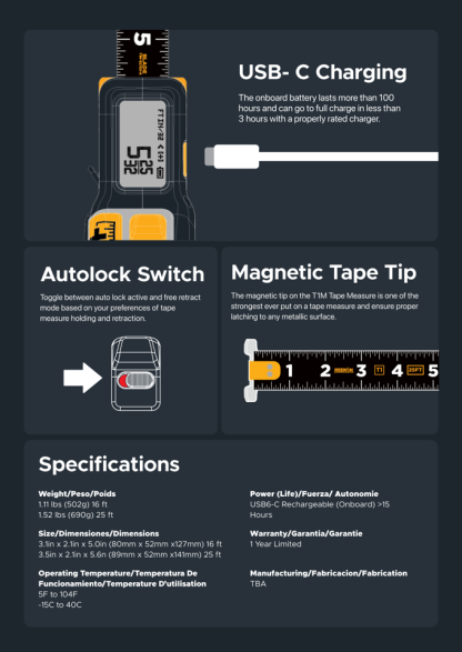 T1thtM Utithtlity Construction Digital Tape Measure