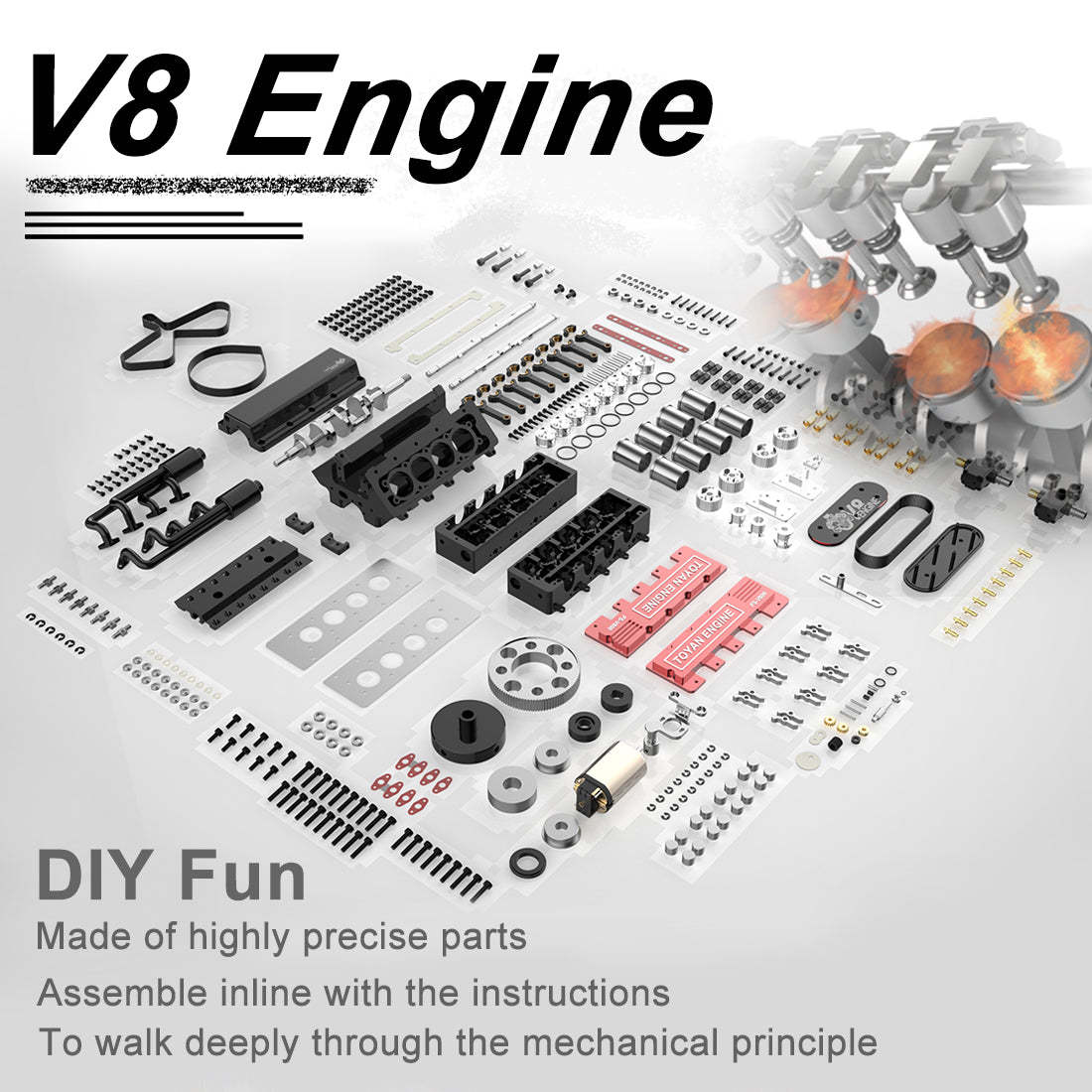Tothtyan V8 FS-V800 28cc Engine RTR Nitro Engine Model Kits with Supercharger