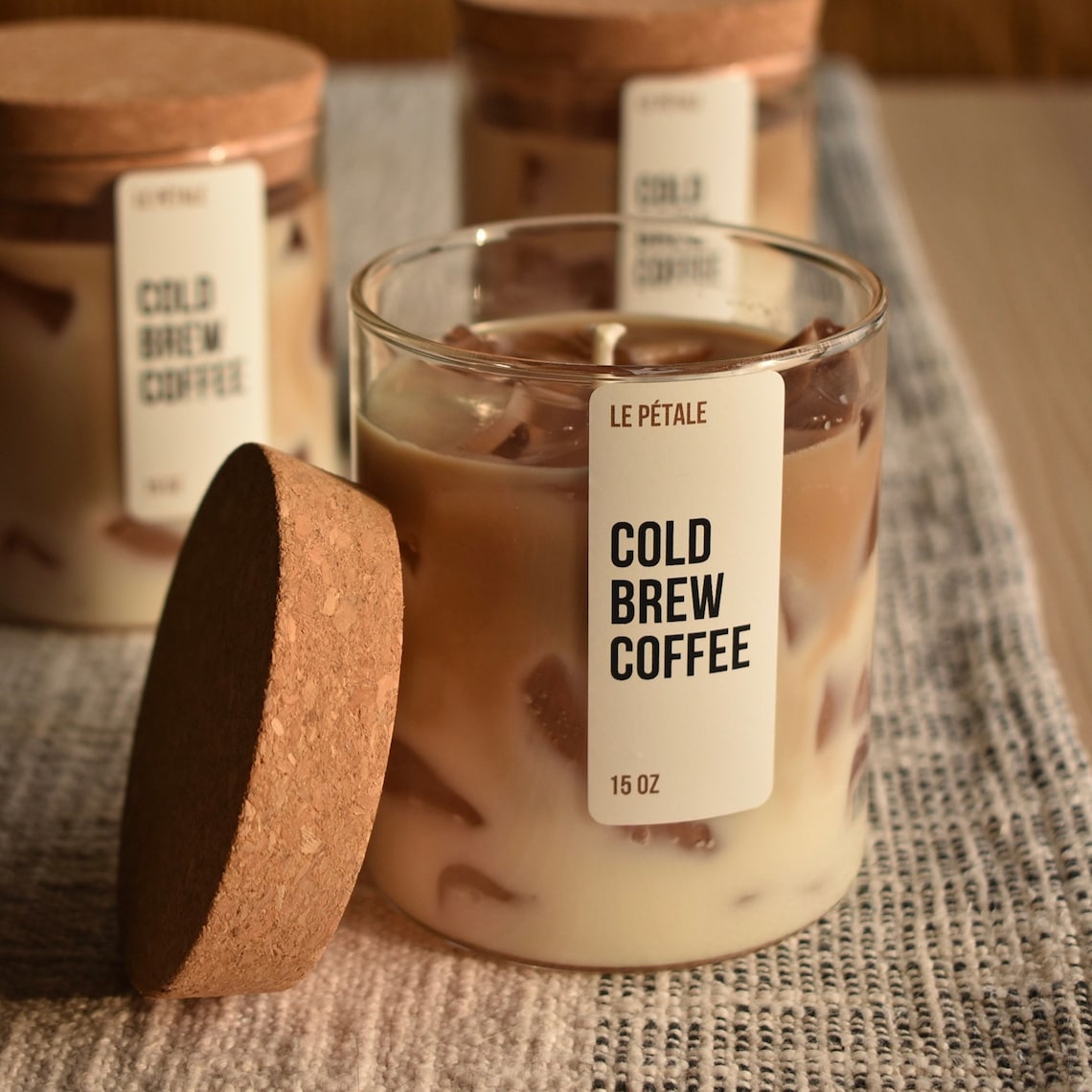 Limited Time Summer Sale - Iced Latte Coffee Scented Handmade Candle Ice Cube Design