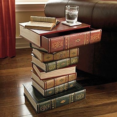 English Side Table in the Shape of Stacked Books