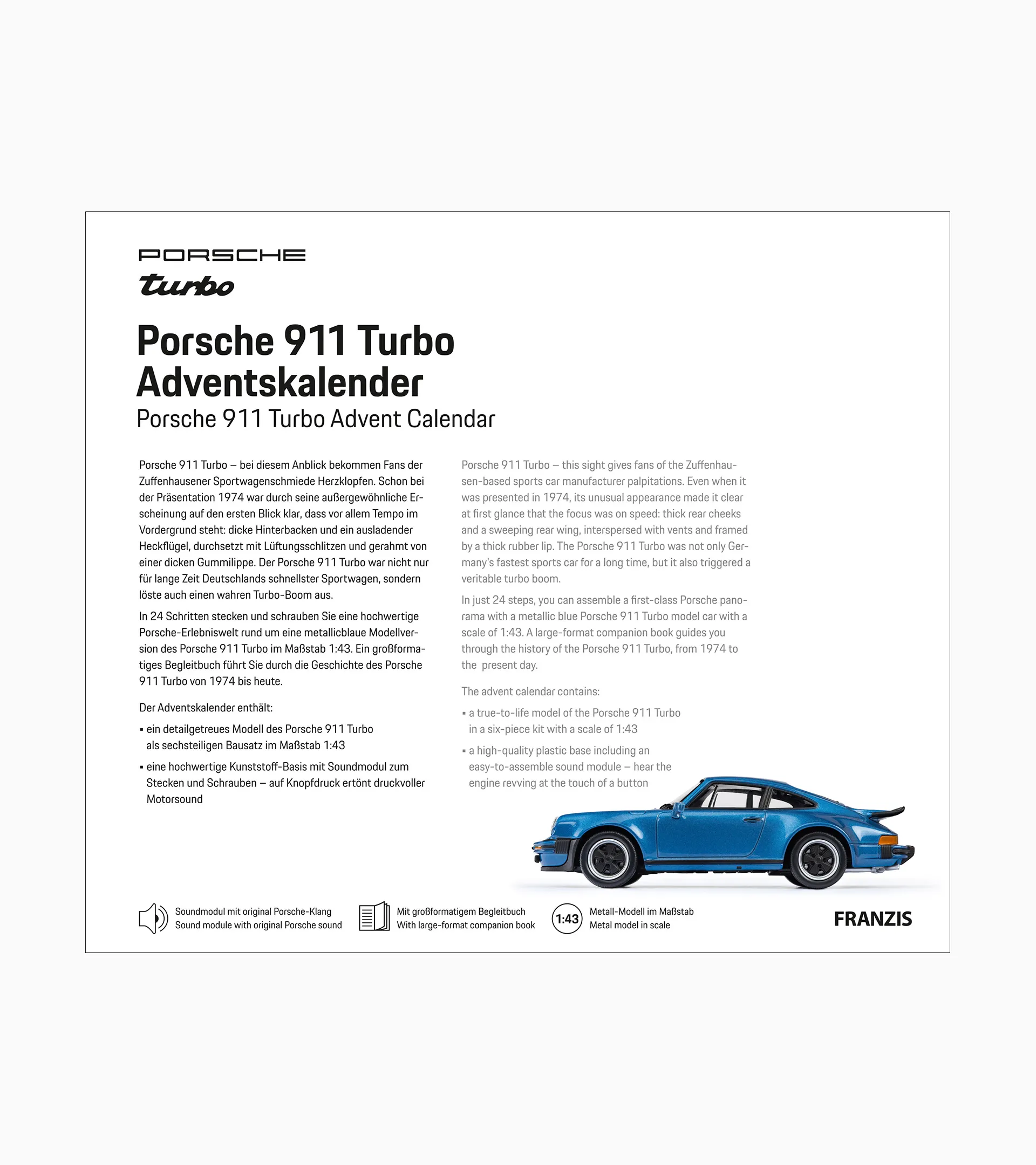 Porsthtche 911 Turbo advent calendar