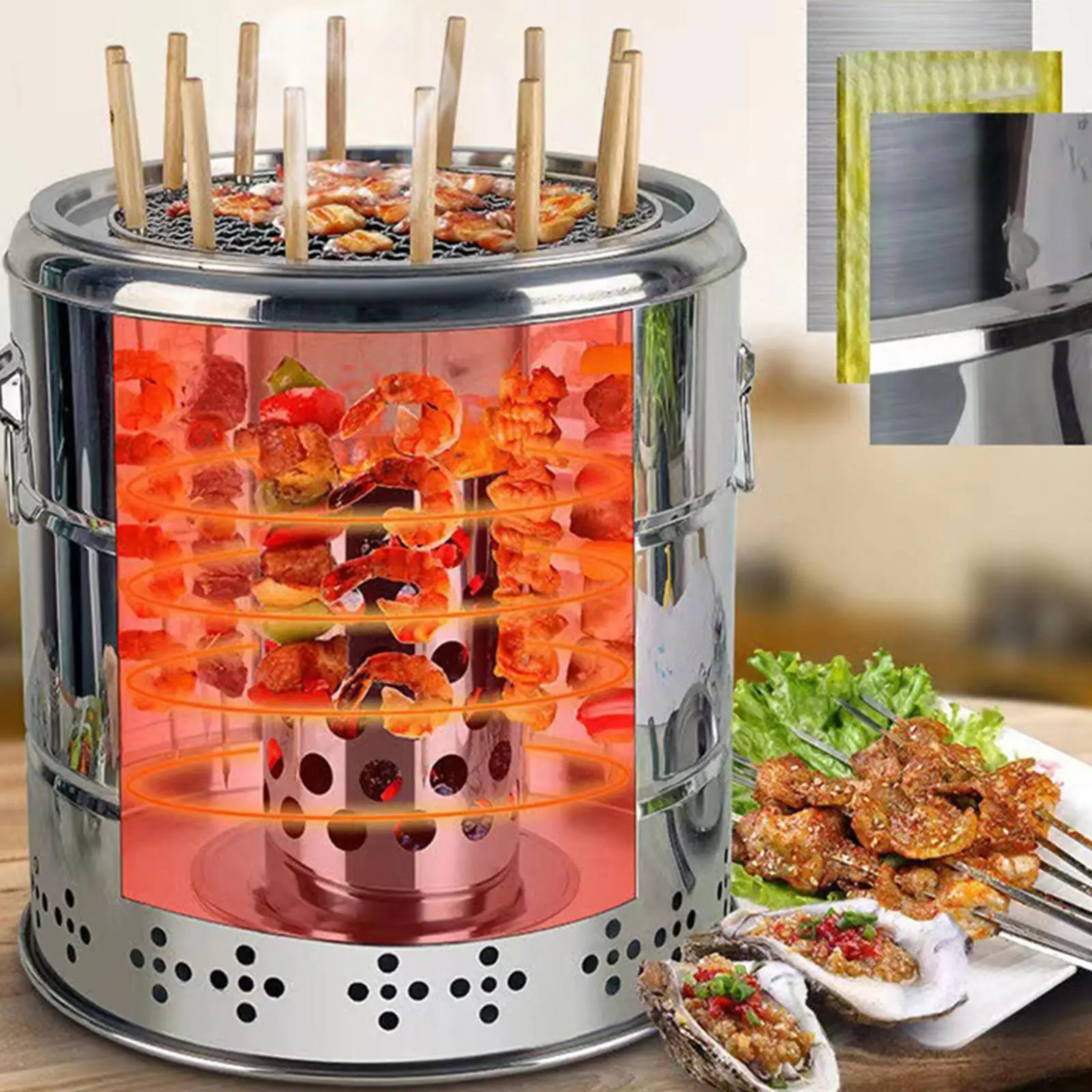 Outdoor Camping Smokeless Barbecue Hanging Grill Portable Tabletop Cooking  Grill Stoves Charcoal BBQ Grill Barrel for Picnic - AliExpress