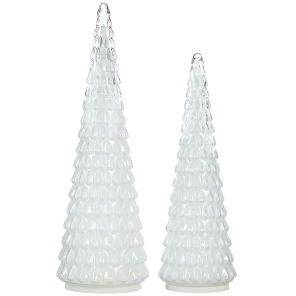 LED Glass Holiday Trees, Set of 2