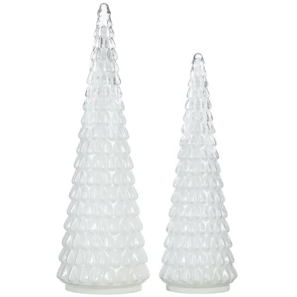 LED Glass Holiday Trees, Set of 2