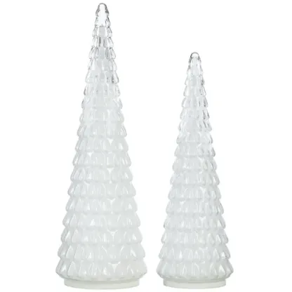 LED Glass Holiday Trees, Set of 2