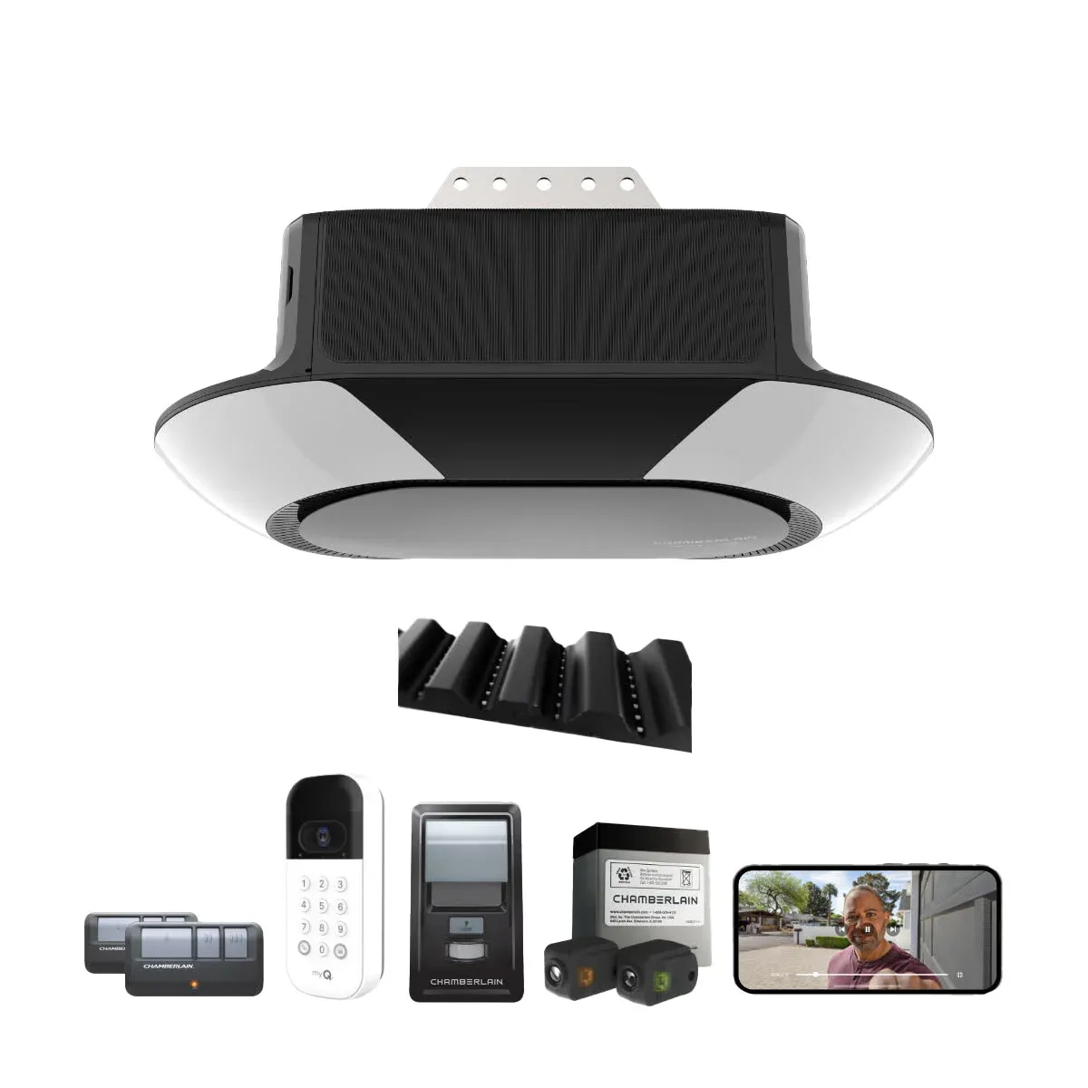 Chambthterlain 1-1/4 HP Smart Garage Door Opener with Battery Backup and Video Keypad