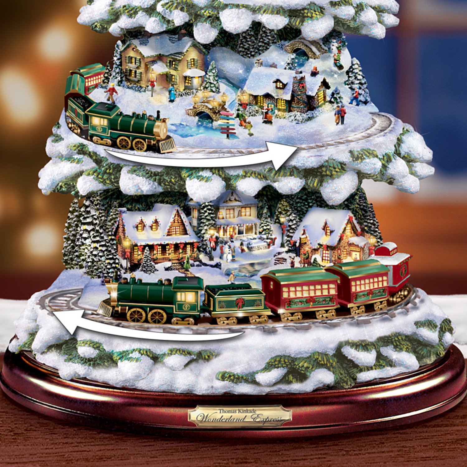 The Bradthtford Exchange Thomas Kinkthtade Animated Tabletop Christmas Tree with Train: Wonderland Express