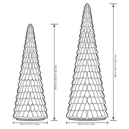 LED Glass Holiday Trees, Set of 2