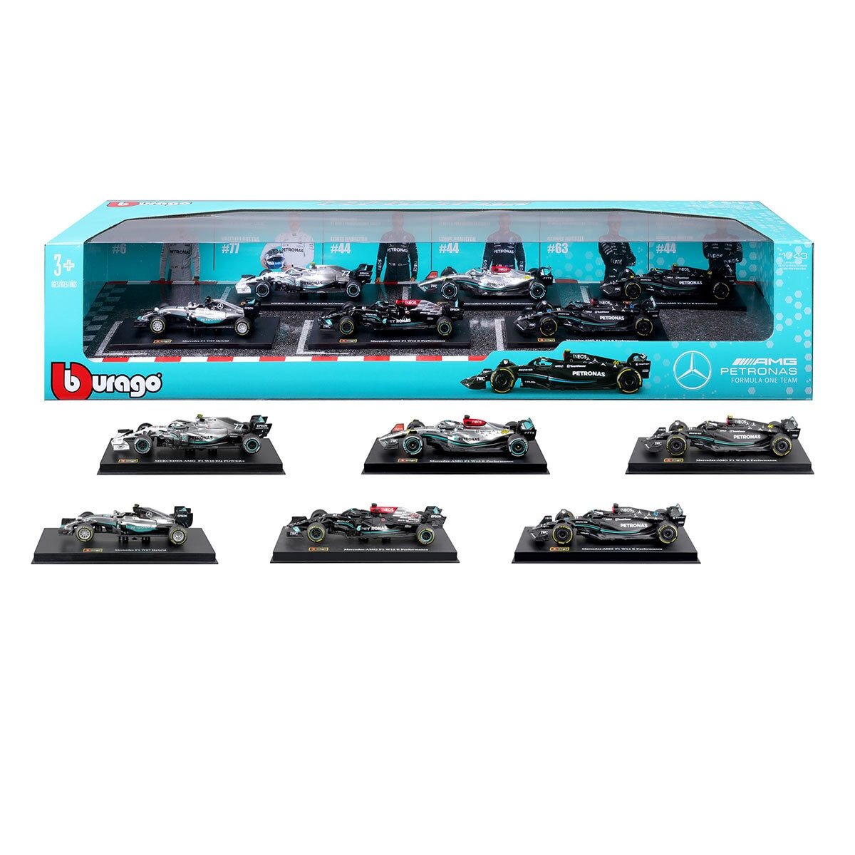 Burathtgo 1:43 Scale Highly Detailed Formula One Cars (6 Pack) 