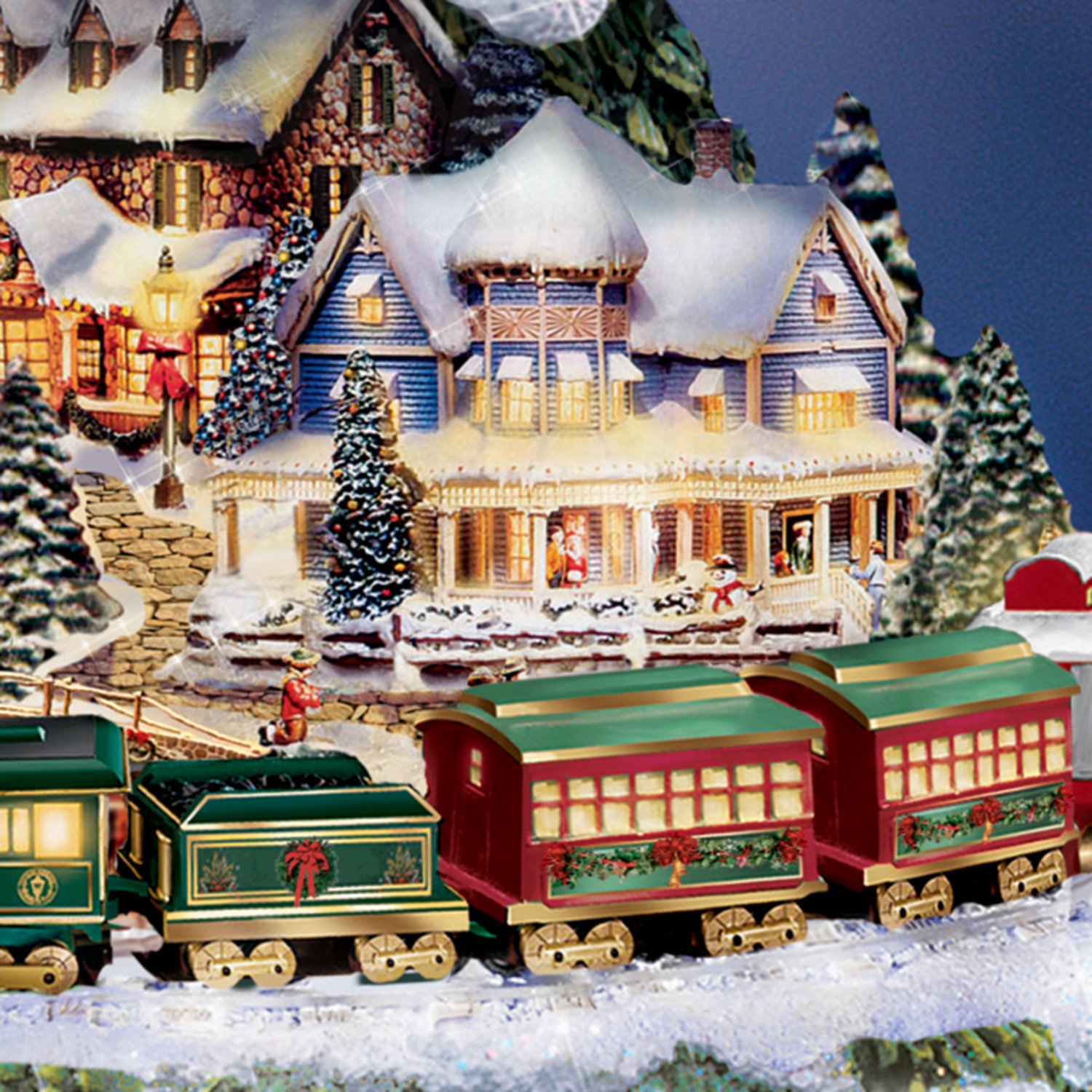 The Bradthtford Exchange Thomas Kinkthtade Animated Tabletop Christmas Tree with Train: Wonderland Express