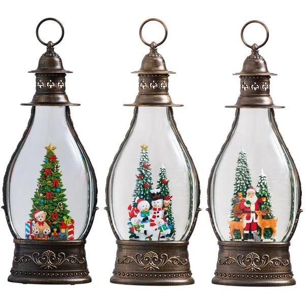 Free Gift - Jumbo Holiday Glitter Lantern with LED Light, Set of 3
