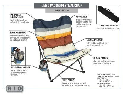 RIO Jumbo Padded Festival Chair
