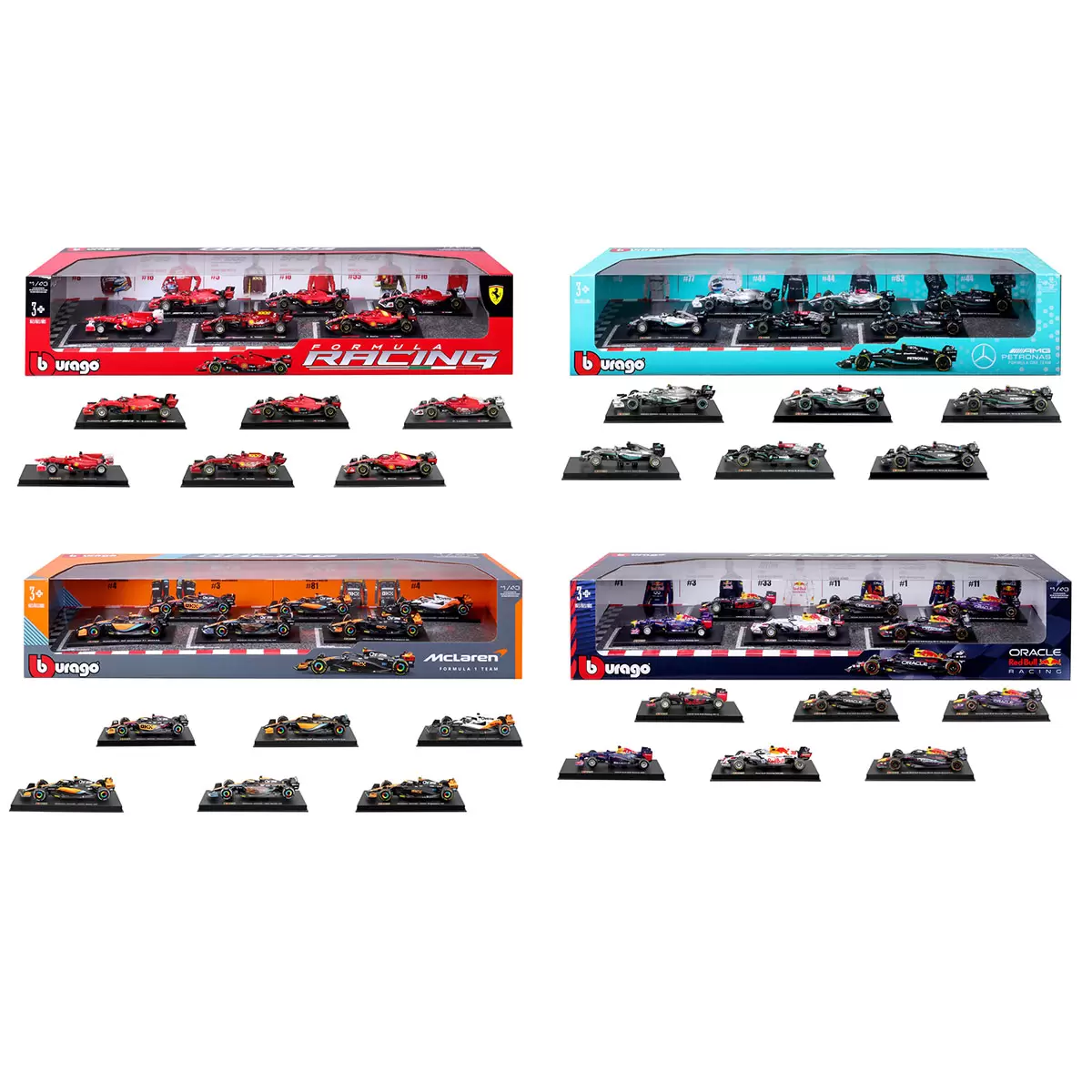 Burathtgo 1:43 Scale Highly Detailed Formula One Cars (6 Pack) 