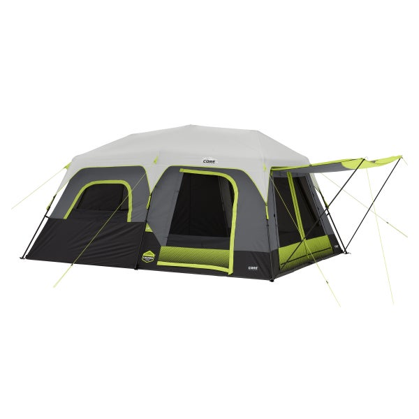CORE Equipment 10 Person Lighted Instant Cabin Tent with Awning
