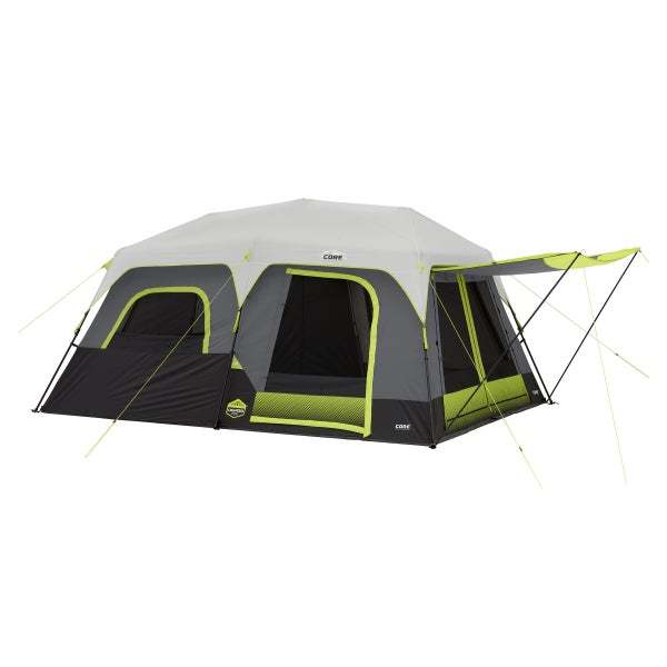 CORE Equipment 10 Person Lighted Instant Cabin Tent with Awning