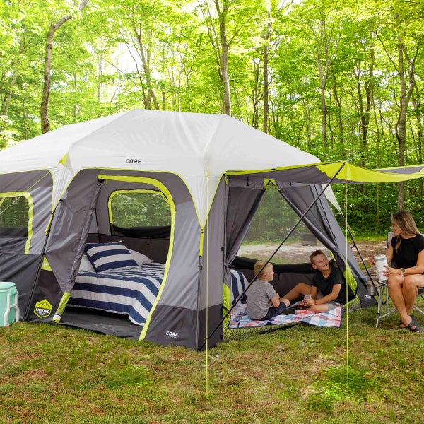 CORE Equipment 10 Person Lighted Instant Cabin Tent with Awning