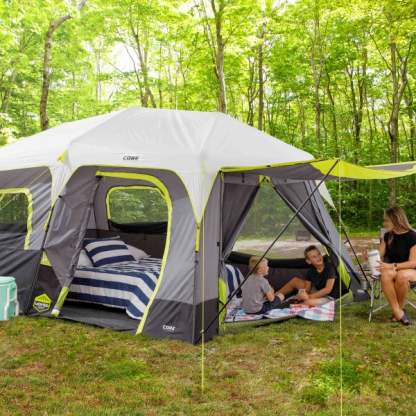 CORE Equipment 10 Person Lighted Instant Cabin Tent with Awning