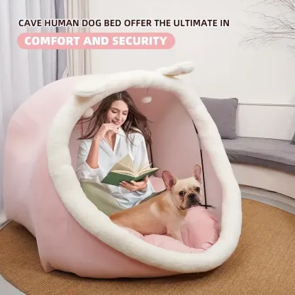 Human Dog Bed for Adults – Large Hooded Cave