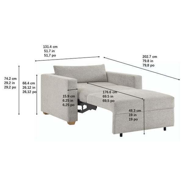 Thothtmasville Dillard Fabric Twin Size Convertible Sleeper Chair