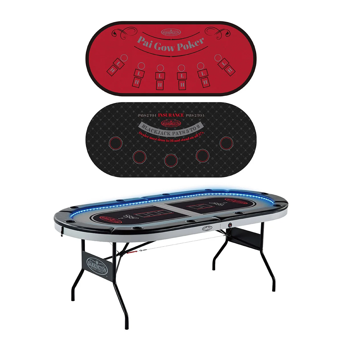 10-player Poker Table with LED Lights